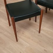 6 Chaises Scandinaves vintage Teck et simili cuir 1960 Danemark