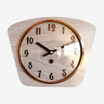 Vintage formica clock silent wall clock "gray wood"