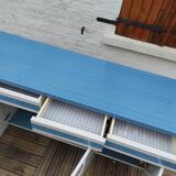 Kitchen cabinet in blue formica 4 doors 4 drawers