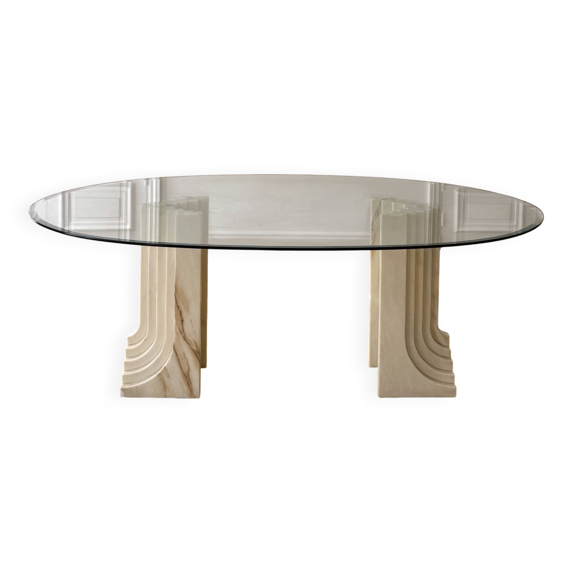 White marble dining table, Samo by Carlo Scarpa, Italy, 1970s