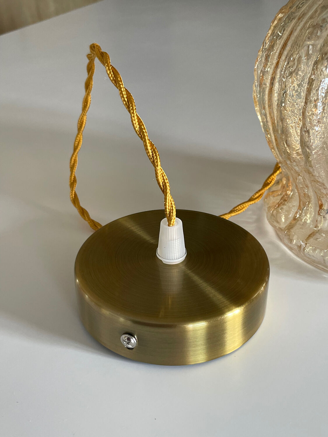 Ceiling suspension globe tulip amber glass