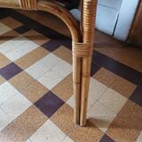 Coffee table bamboo rattan ceramic decollee 1960 70