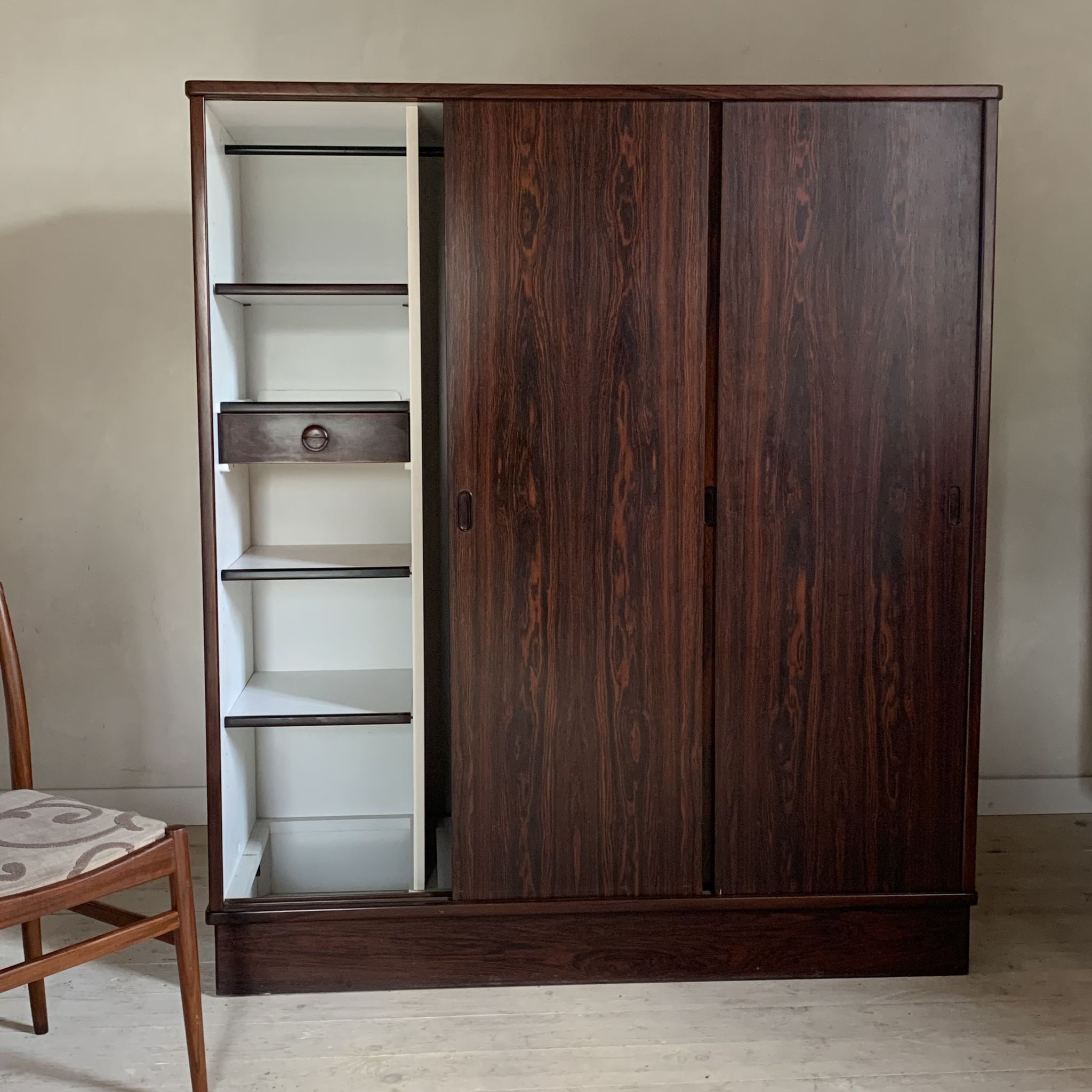 Vintage scandinavian wardrobe wardrobe rosewood sliding doors from tagus falsig