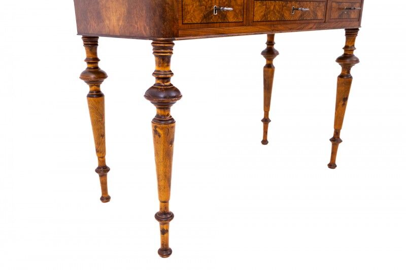 Walnut desk, Northern Europe, circa 1900. After restoration.