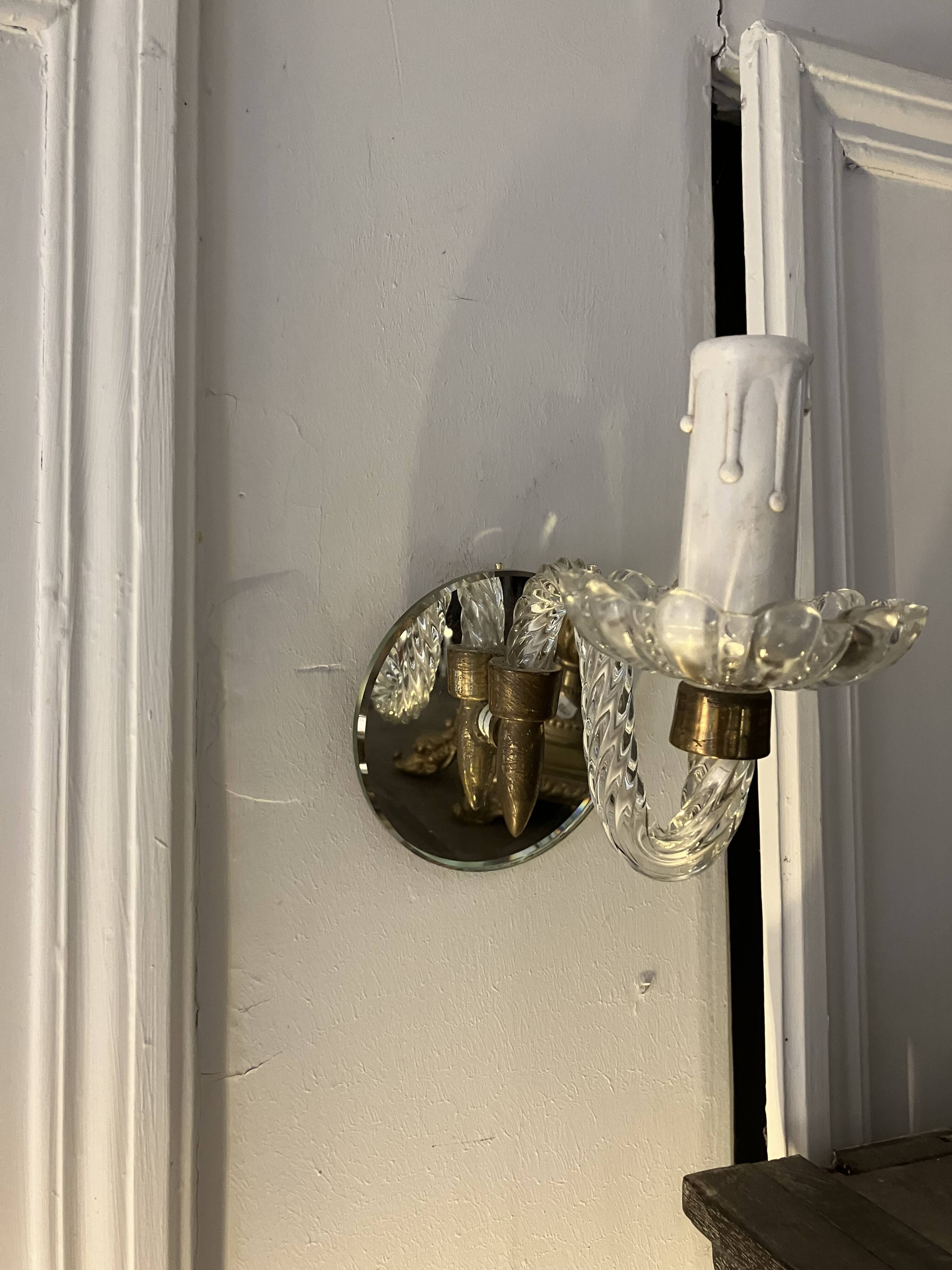 Pair of glass wall lamps