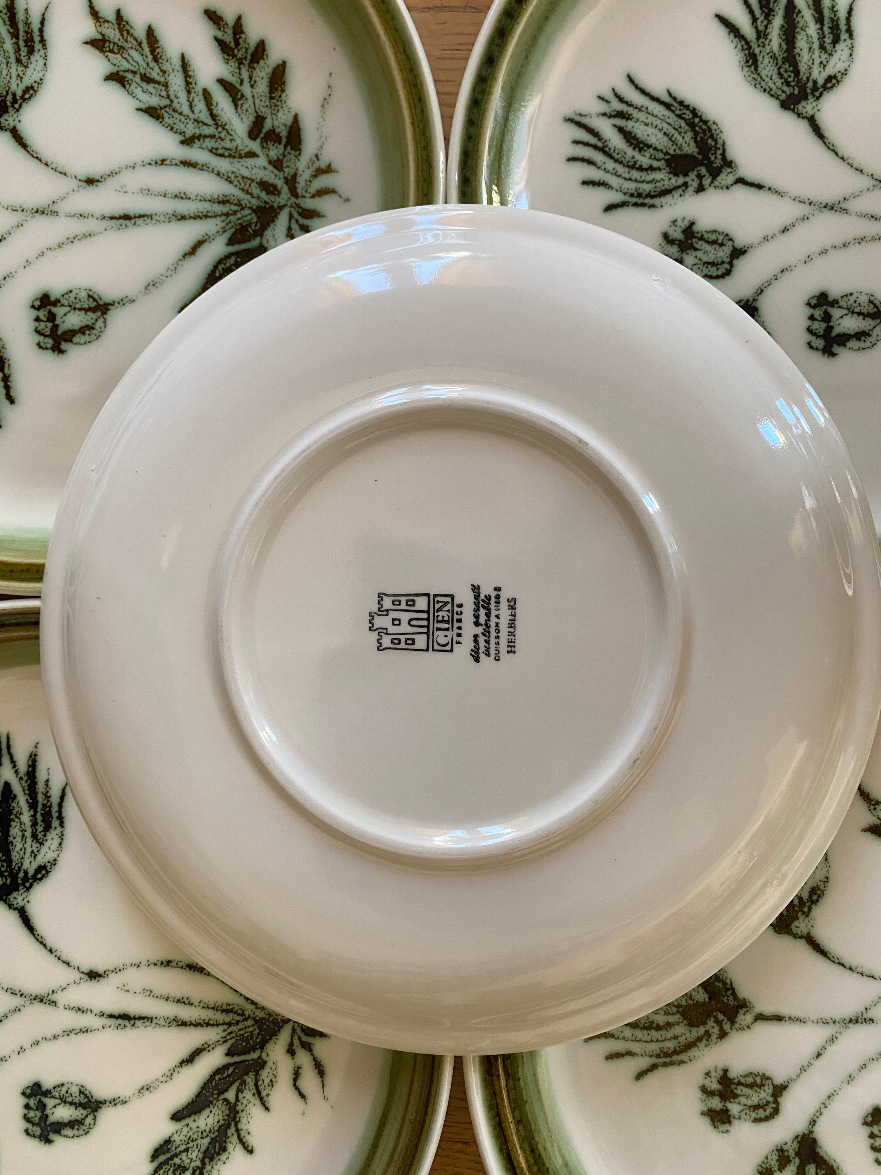 Vintage Gien Flat Plates - Herbarium Model