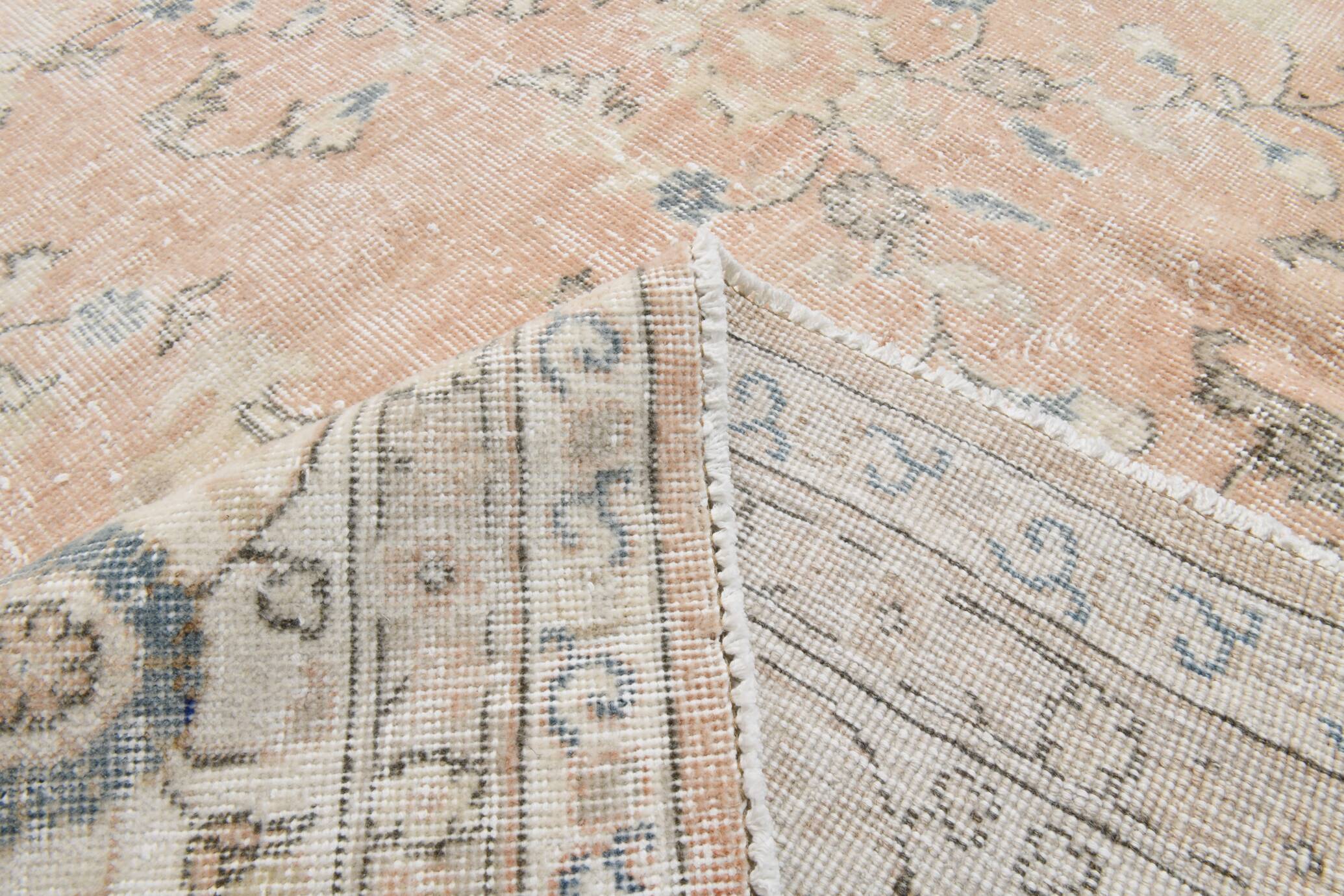 Tapis vintage floral rose blush et pêche 8x12, tapis pour salon.