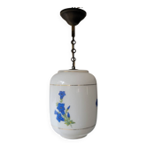 Opaline pendant light with blue decor – 1950/60