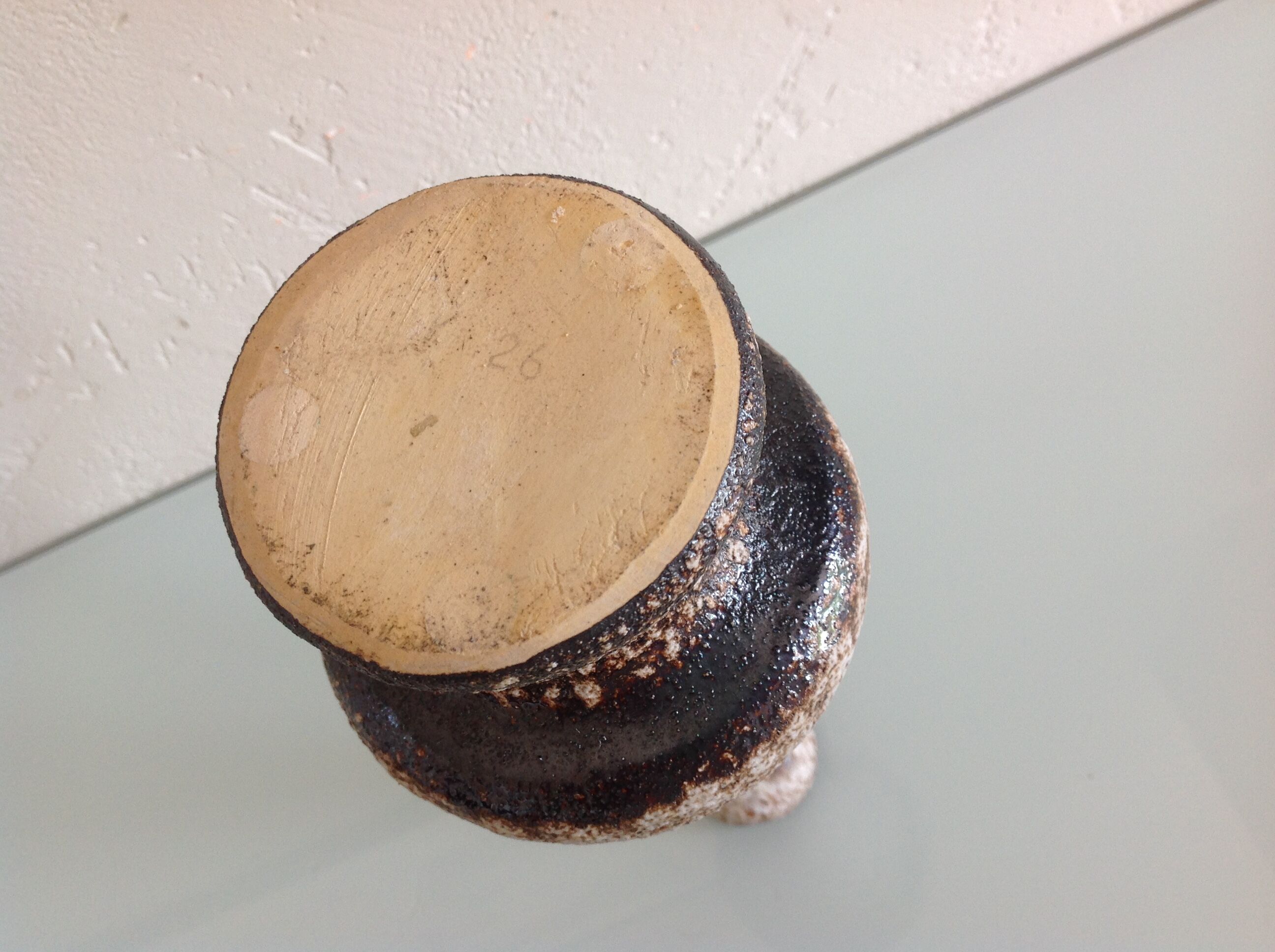 Beige soliflore vase ceramic Fat Lava / vintage 60s-70s