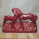 Vintage sculpture of mare and foal signed Jean – red ceramic and gilding.