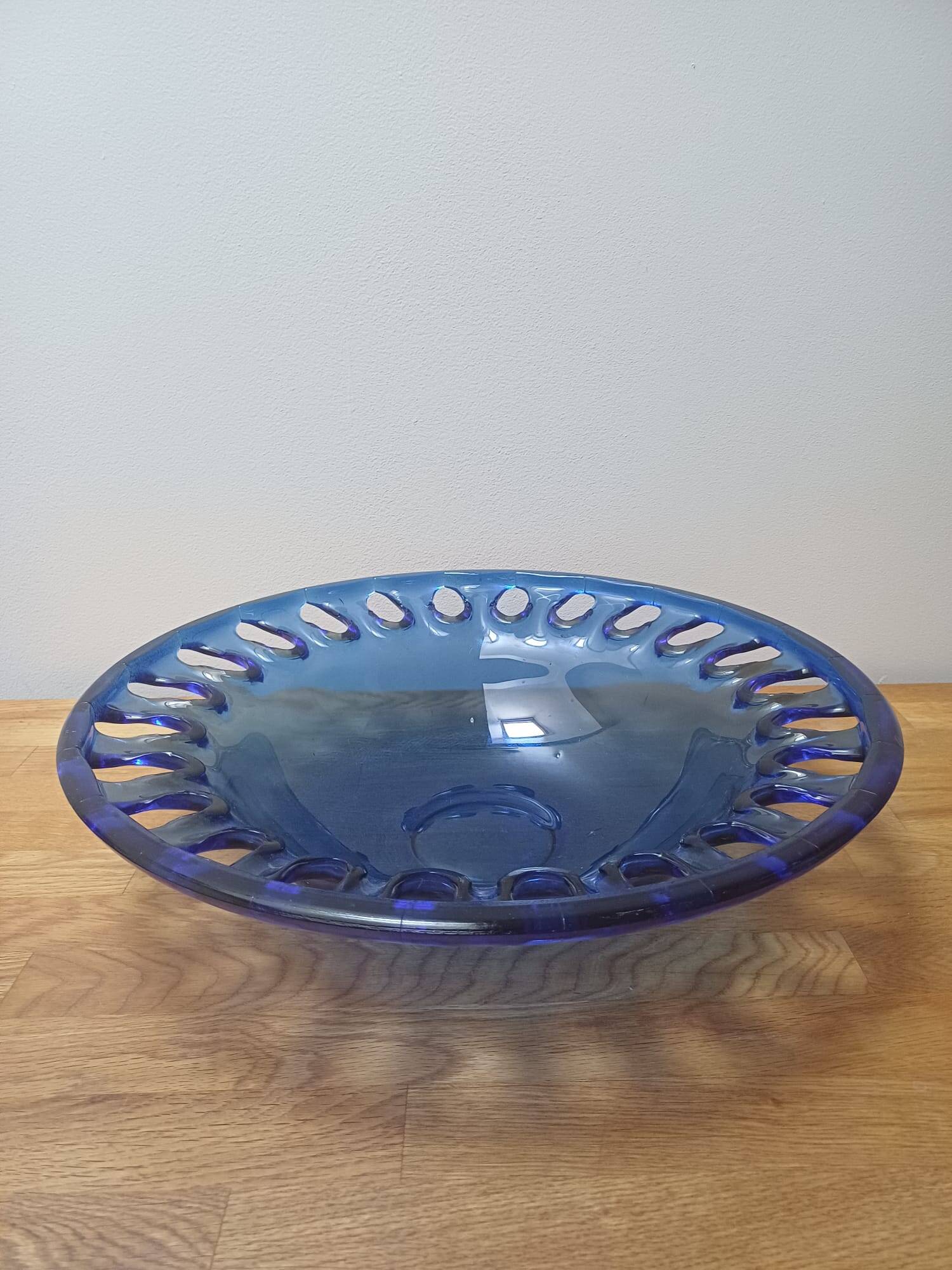 Grande coupe à fruits bleu cobalt