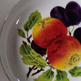Round dish in Earthenware St Amand decorated with fruit apples and plums