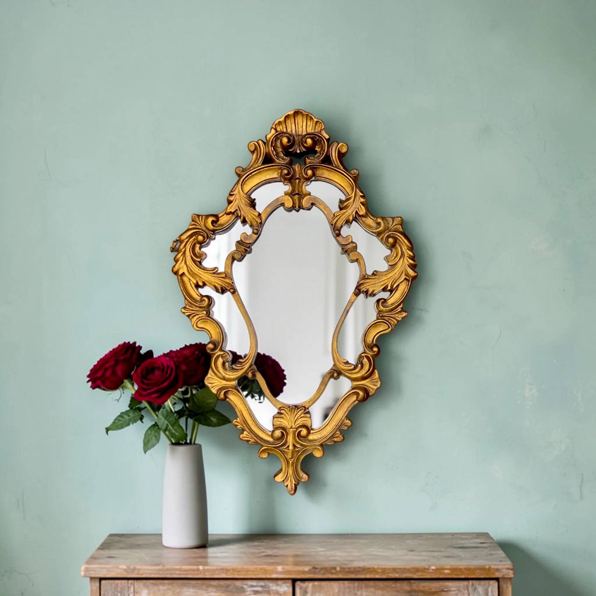 Golden wall mirror with a rococo Louis XV style – 1950s-60s