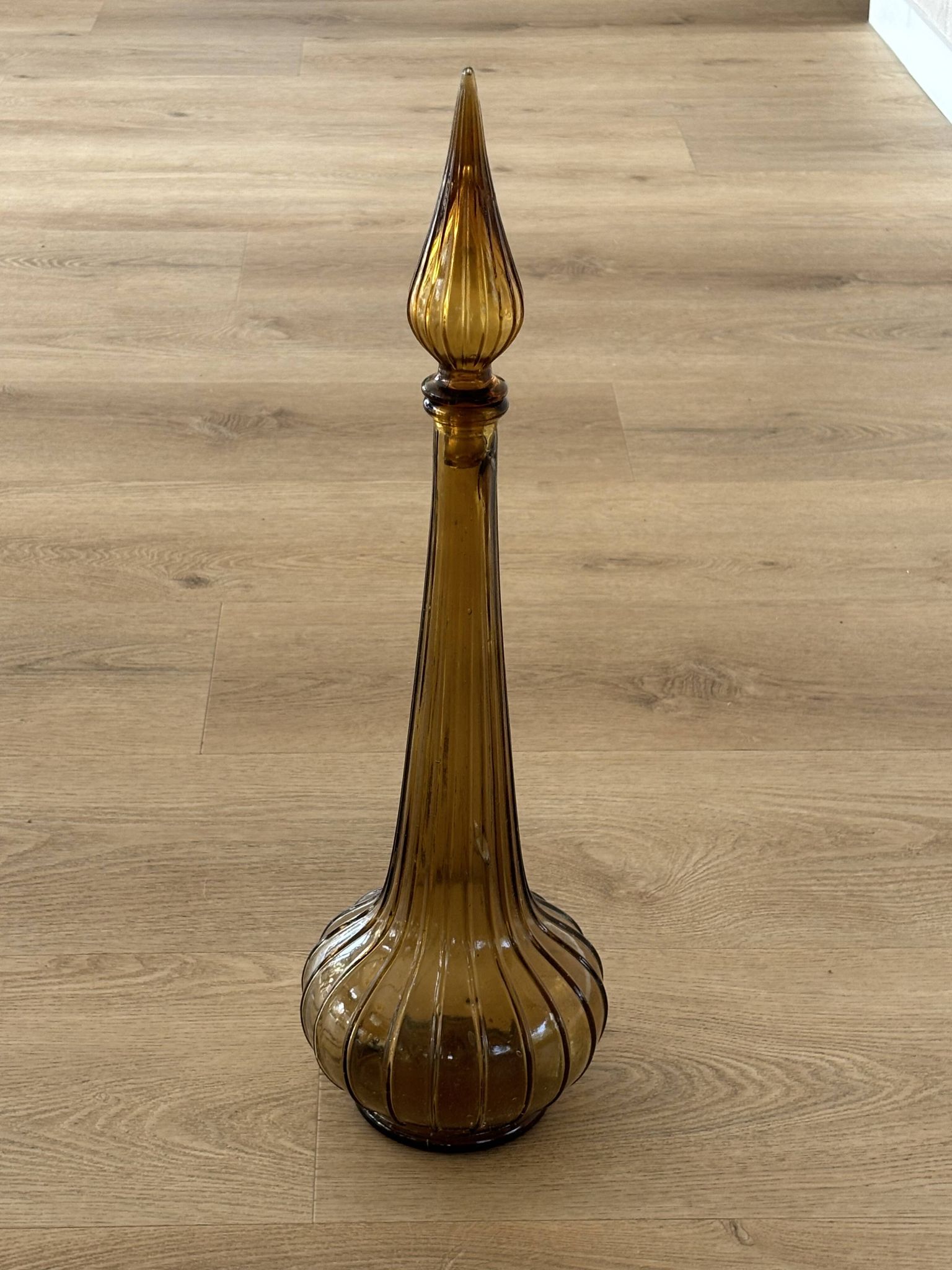 Vintage Empoli Glass Decanter with Stopper, Italy, 1960s