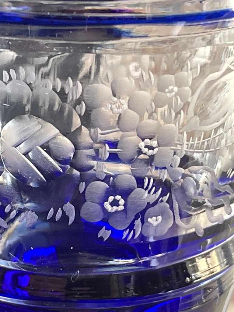 Josephinenhütte - red wine glasses (5) - Art Nouveau - Cut and engraved Crystal Roemer