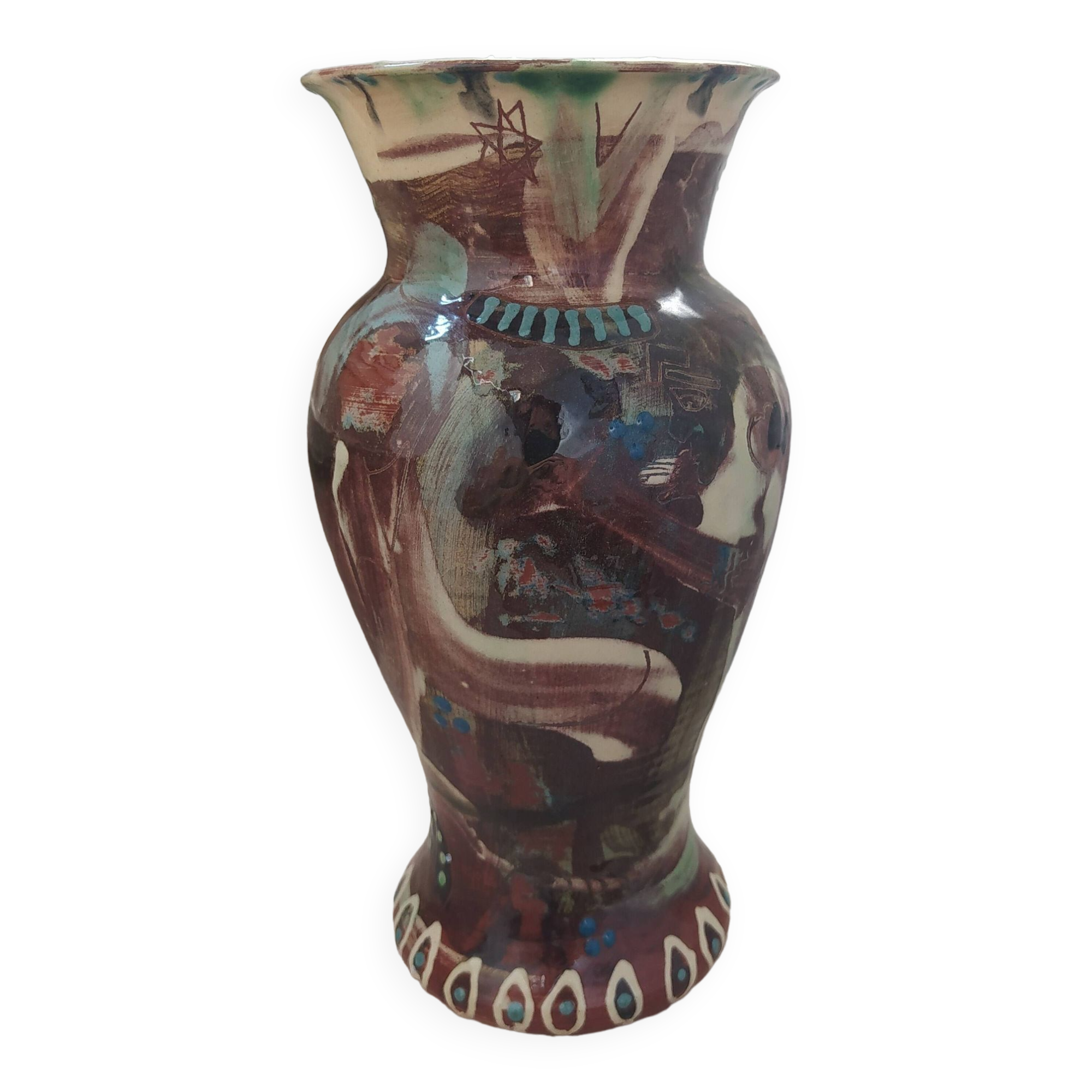 Large glazed mixed terracotta vase