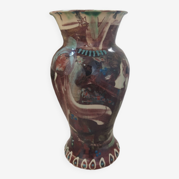 Large glazed mixed terracotta vase