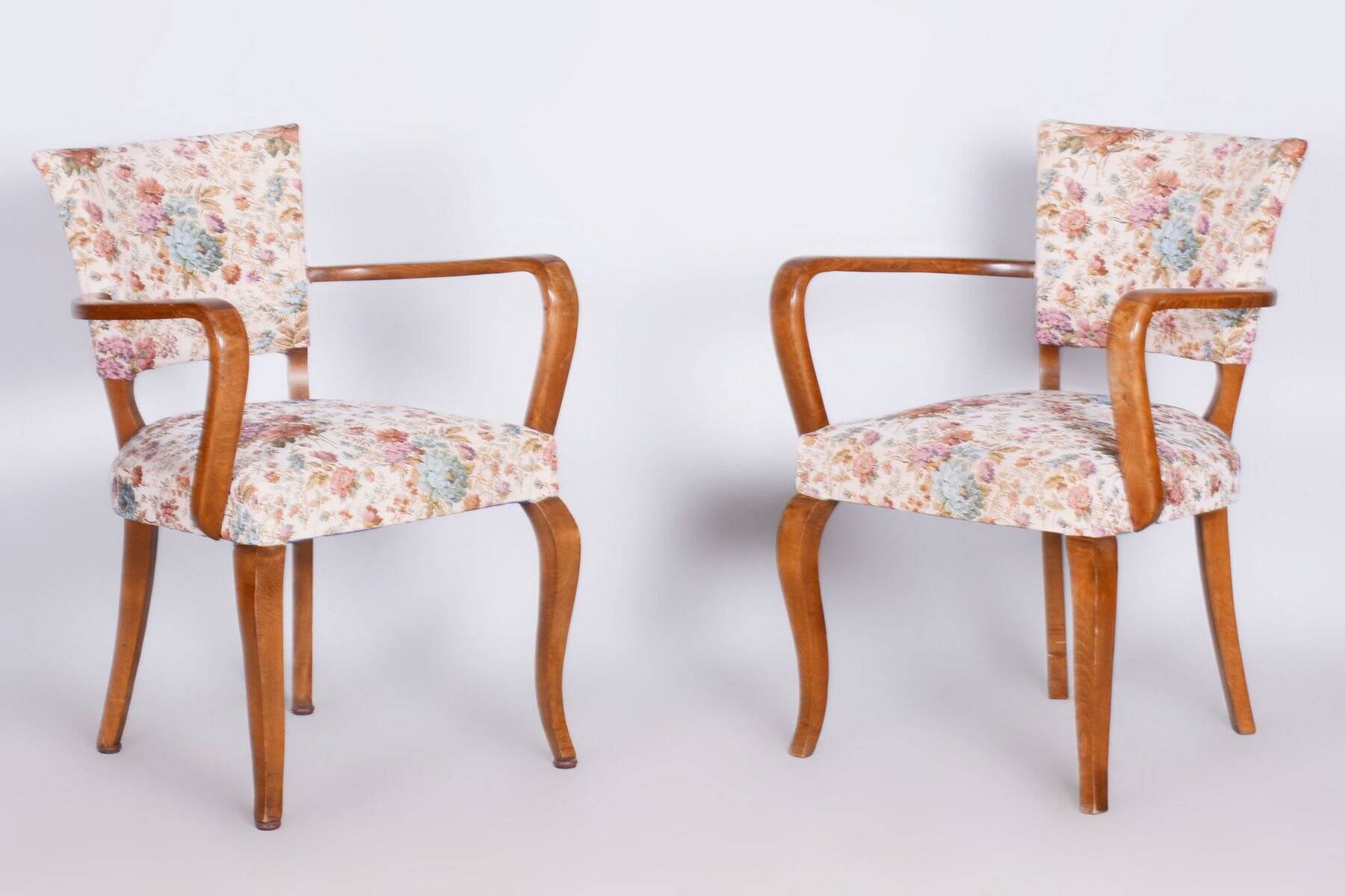 Art Deco Chairs in Beech attributed to J. Leleu, France, 1930s, Set of 2