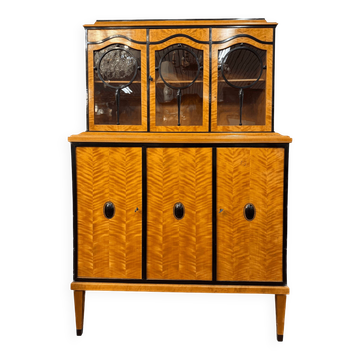 Vitrine de salon Art Déco, placage de bouleau flammé, vers 1920