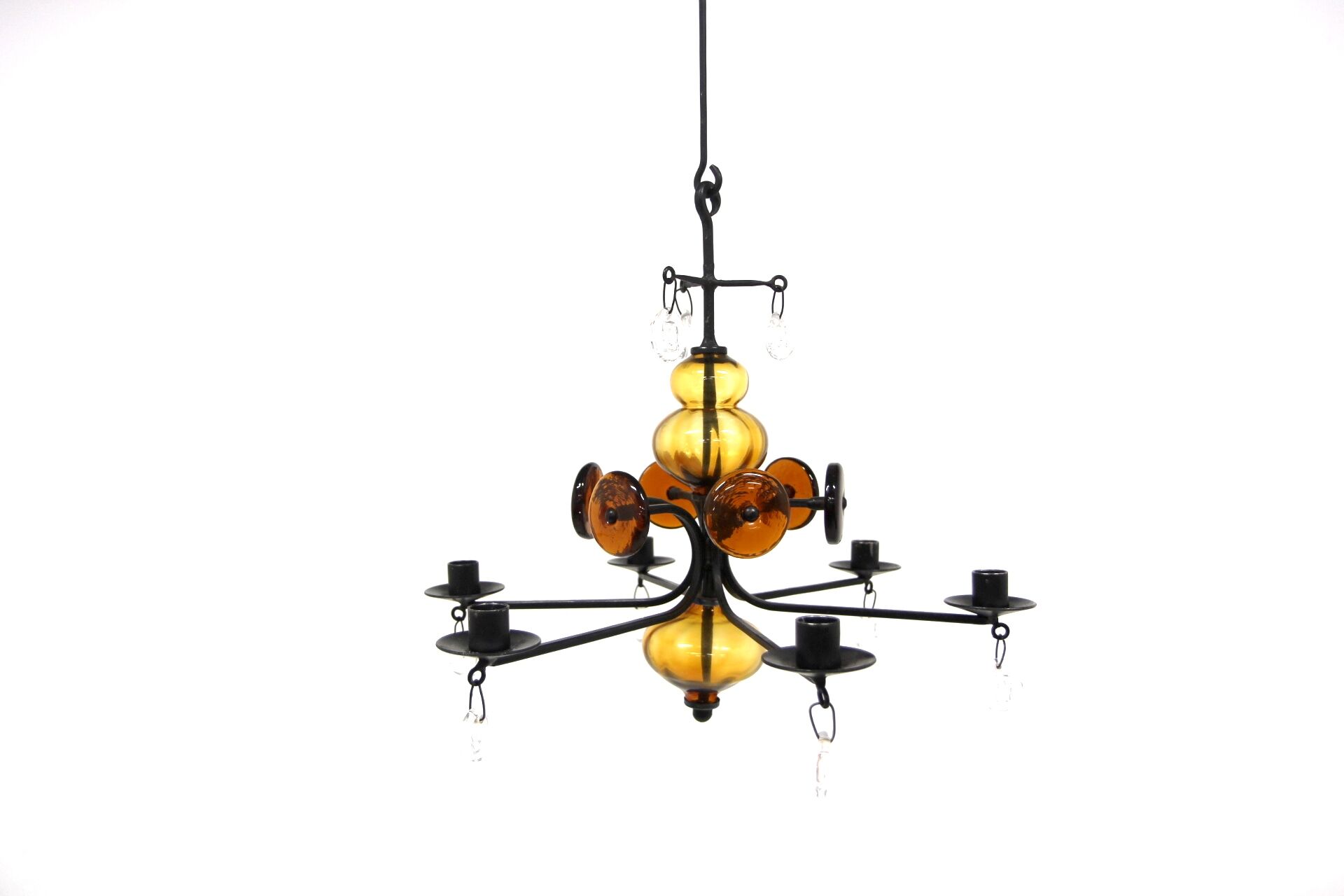 Glass chandelier, Erik Höglund, For Boda Glasbruk & Smide, Sweden, 1970