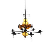 Glass chandelier, Erik Höglund, For Boda Glasbruk & Smide, Sweden, 1970