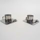Ensemble de deux tasses à café Inox en acier inoxydable par Guido Bergna, Italie années 1970