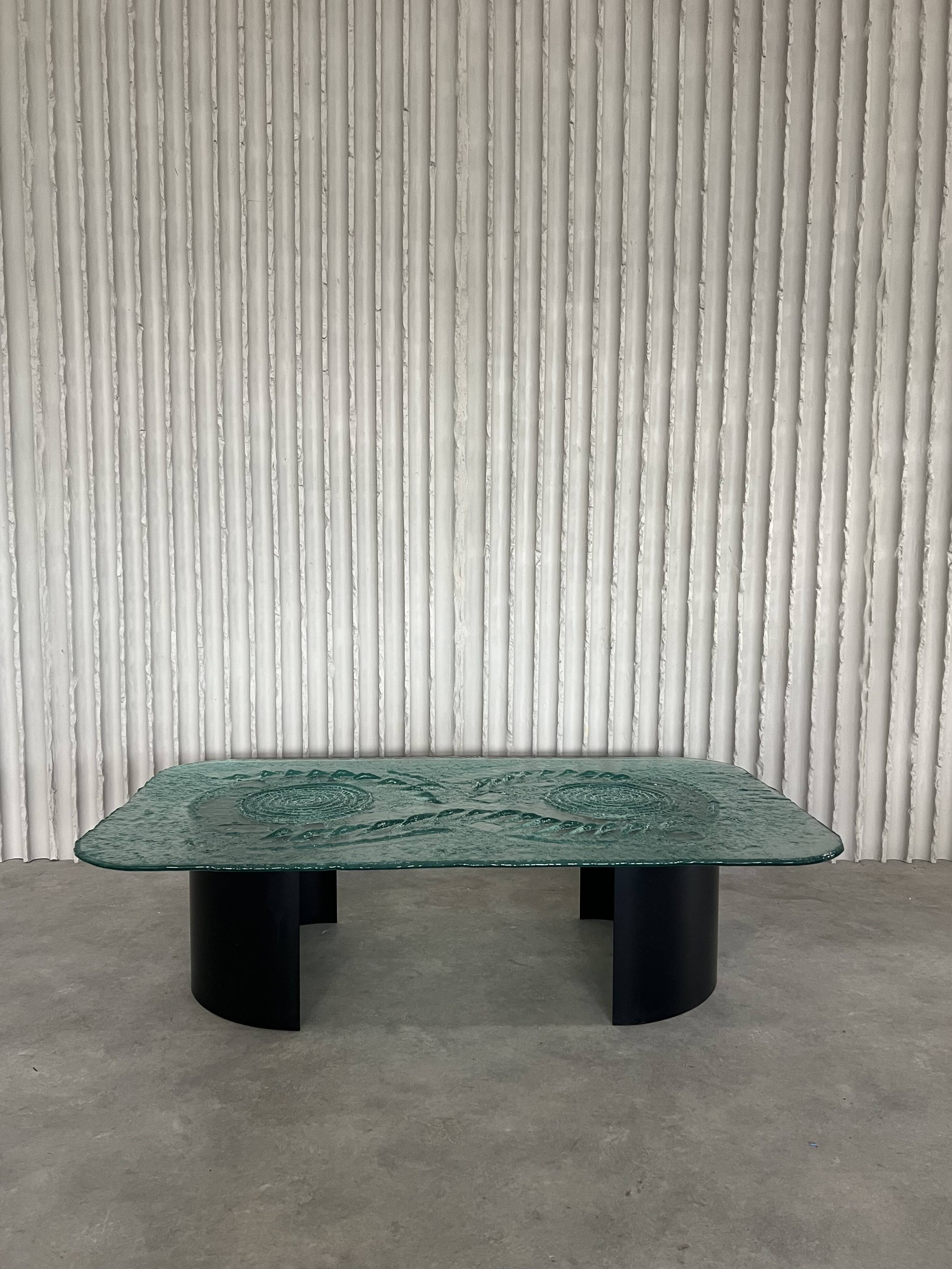 Glass & steel coffee table by Heinz Lilienthal