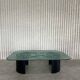 Table basse en verre et acier par Heinz Lilienthal