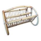 1960s rattan magazine rack
