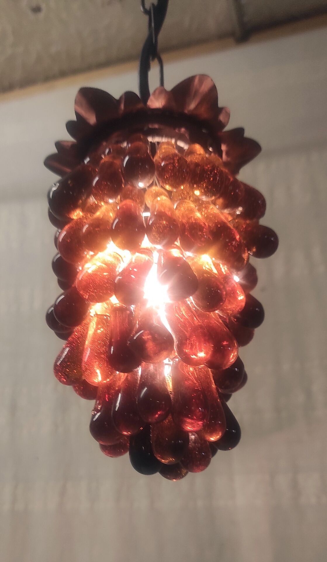 Amber Murano glass cluster pendant - mid 20th century