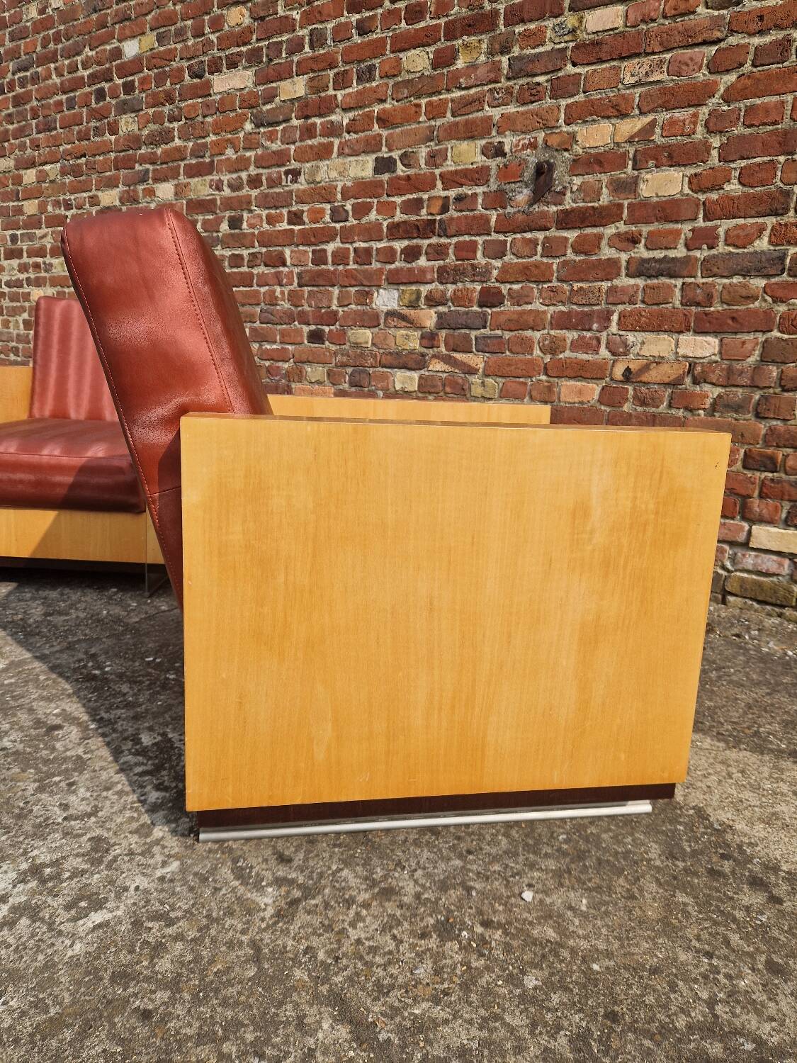 Pair of Art Deco style lemon veneer armchairs, 1970s