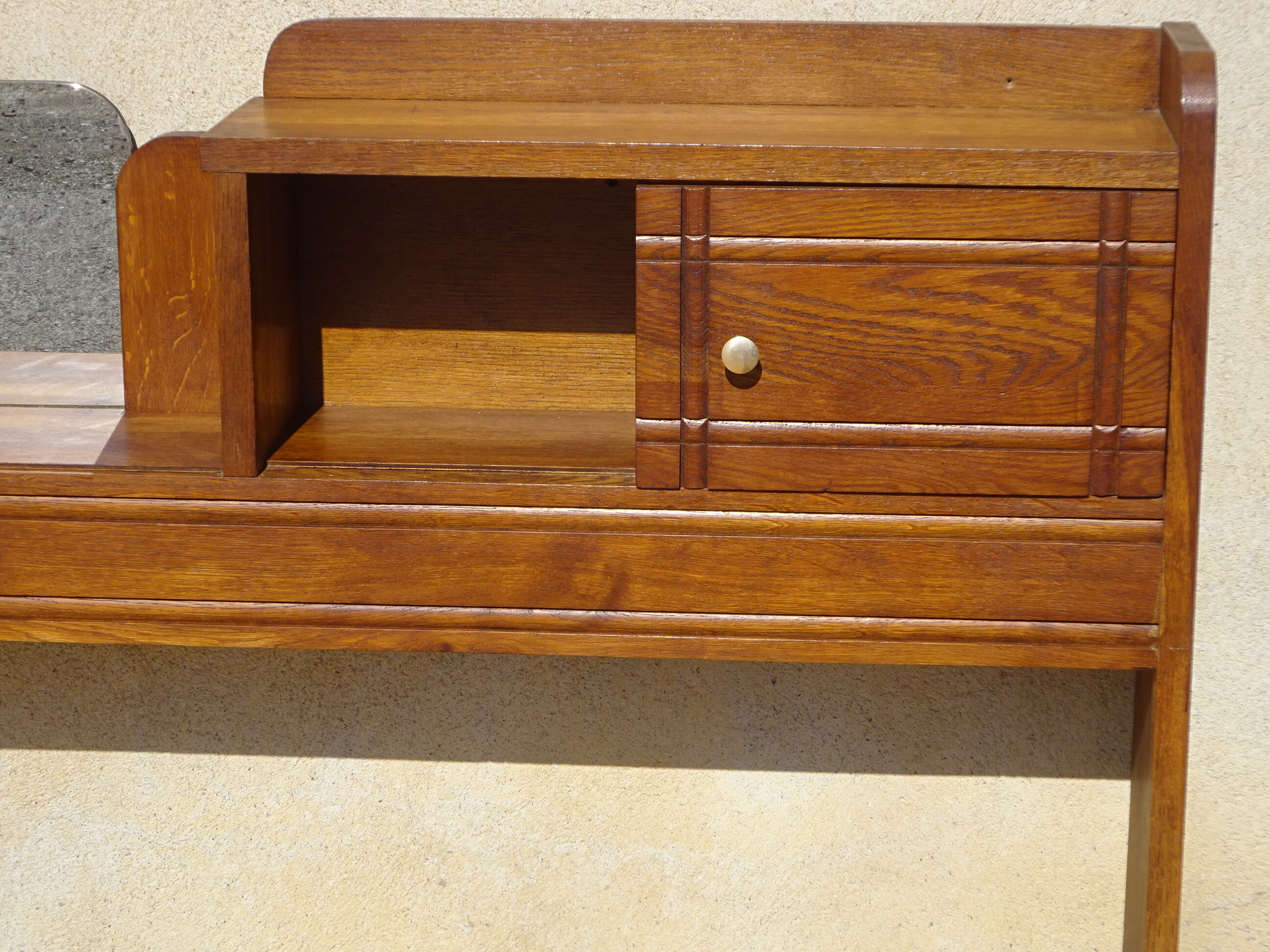 Cozy oak with sliding doors and mirror, art deco era
