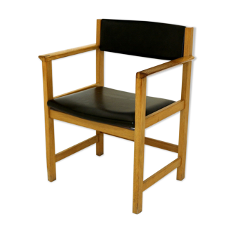 Fauteuil de bureau en chêne et en simili-cuir, Danemark, 1960