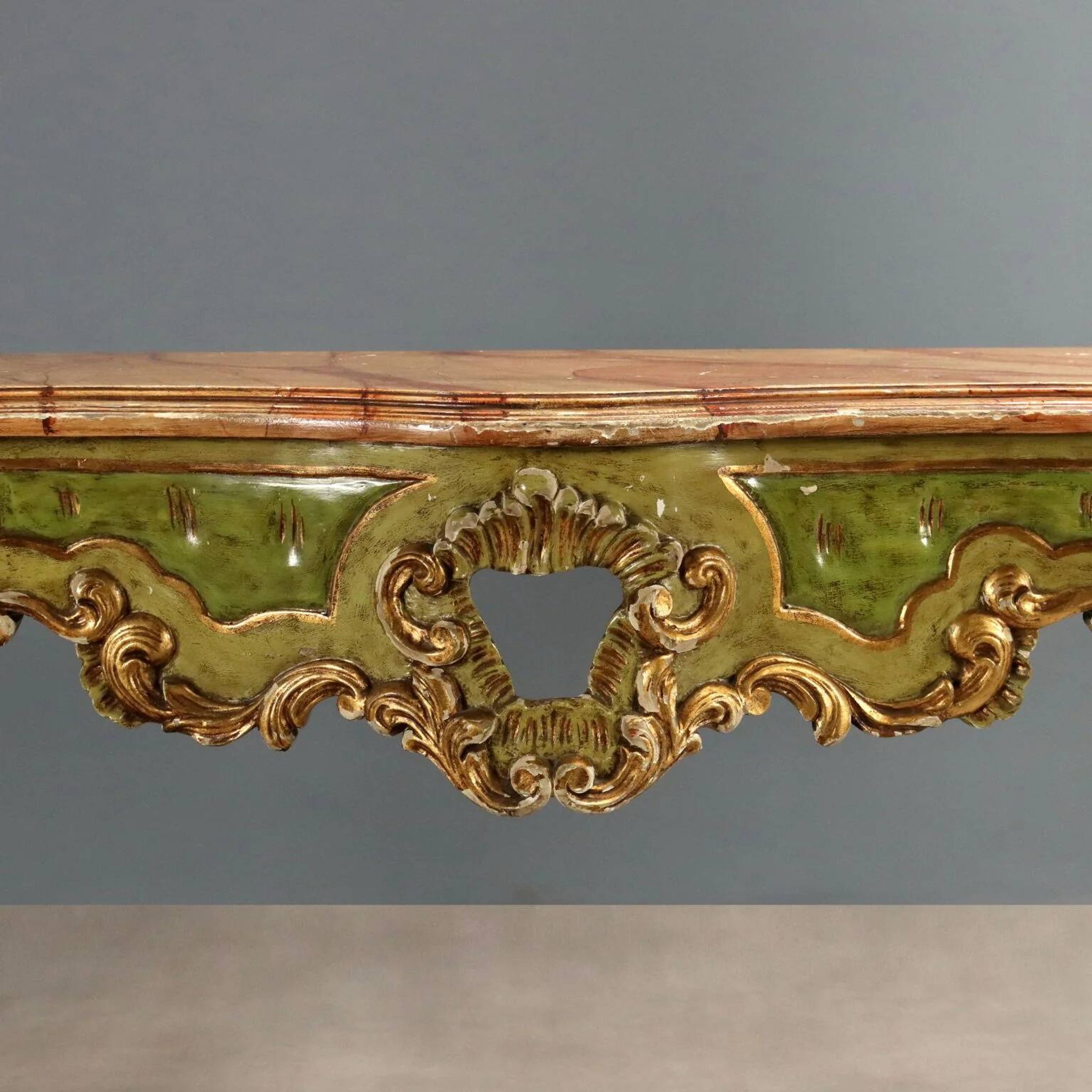 Antique Venetian console in baroque style, wood, Italy, 20th century.