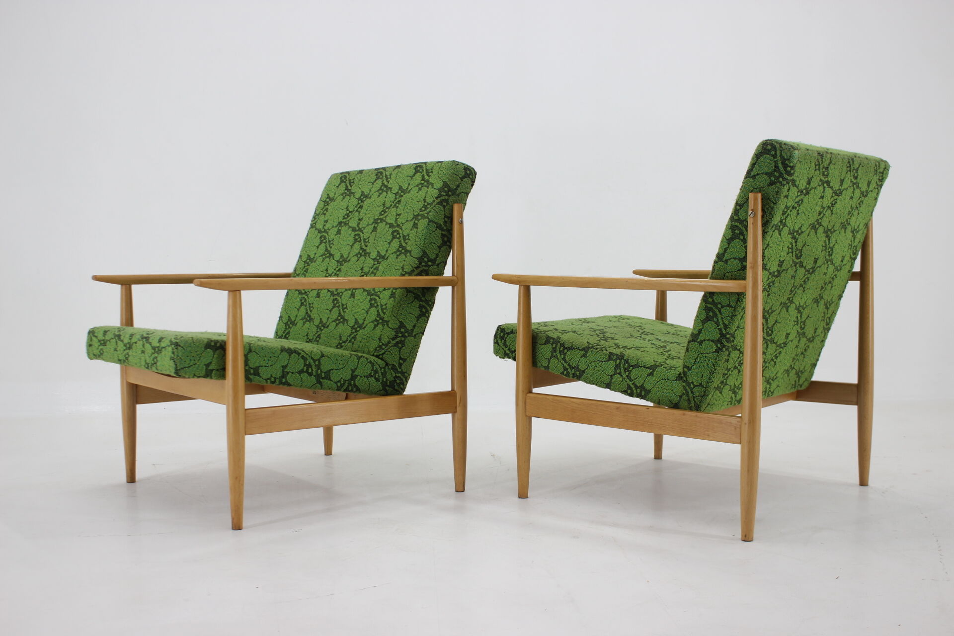 Pair of beech armchairs by ton ,czechoslovakia, 1960