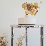 Chromed metal and marble side table, Italy, 1970s