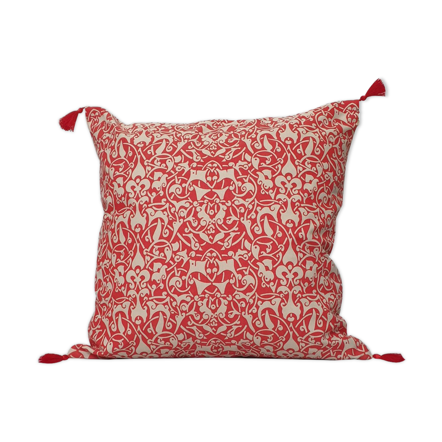 Housse de coussin etnik beige rouge atomique - 50 x 50