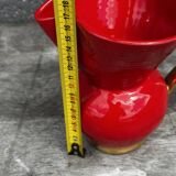 Red Pitcher Vase with Gold Accents Attributed to André Baud - Vallauris