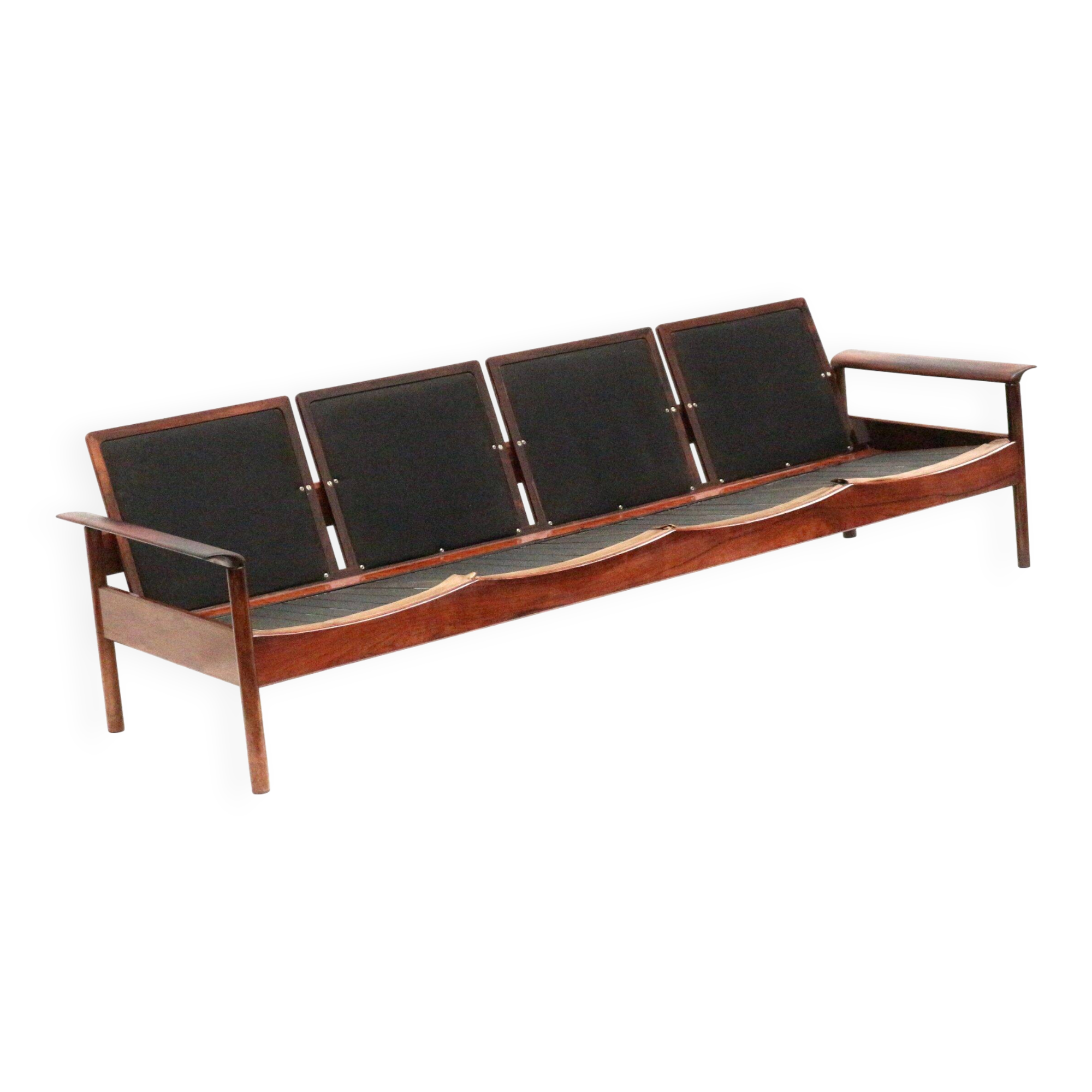 Rare vintage 4-seater rosewood Leolux sofa made in the 1960s