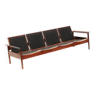 Rare canapé vintage 4 places Leolux en palissandre, fabriqué dans les années 1960.