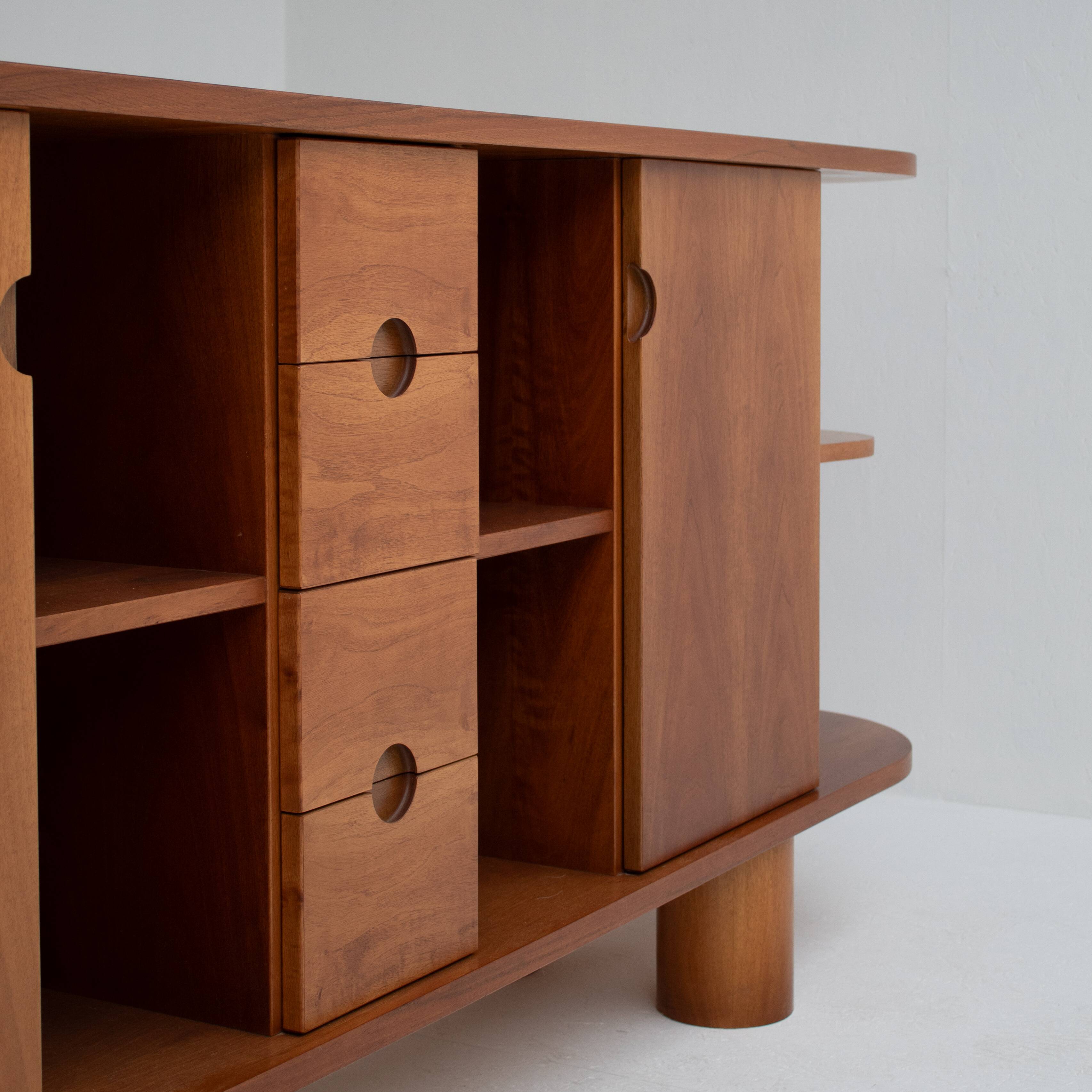 Architectural Teak Cabinet with Sculptural Legs 1970s