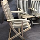 3 vintage folding garden chairs made of River Han teak