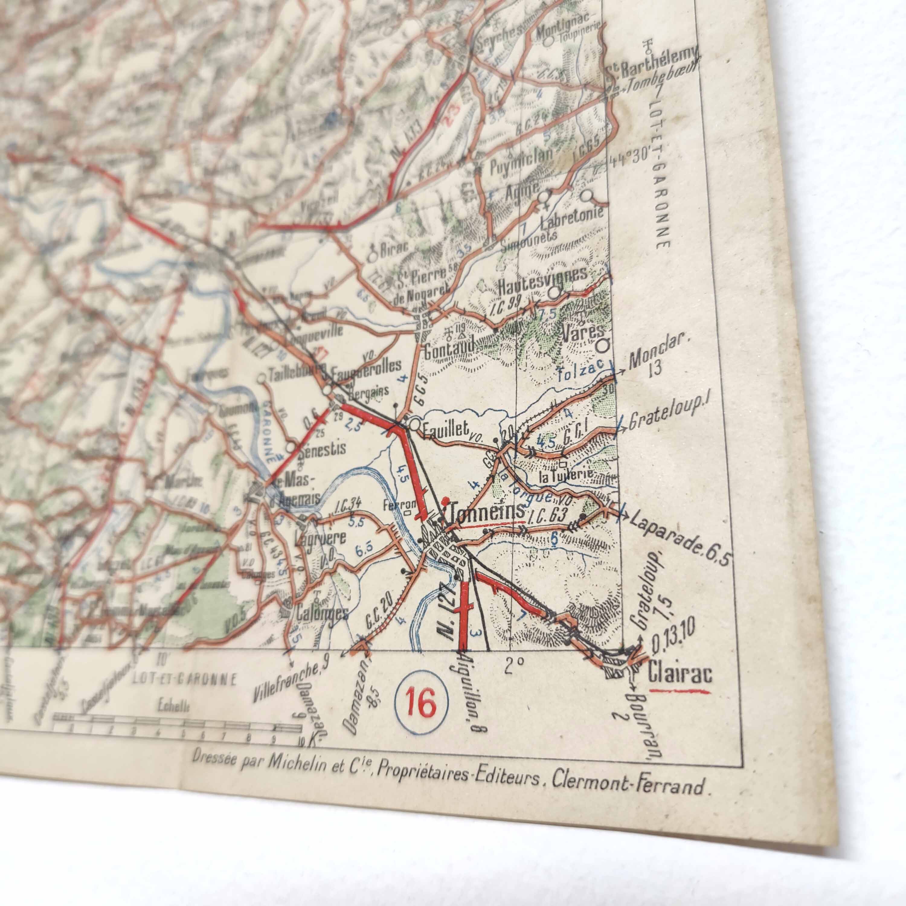 Michelin map Bassin d'Arcachon Bordeaux 1920