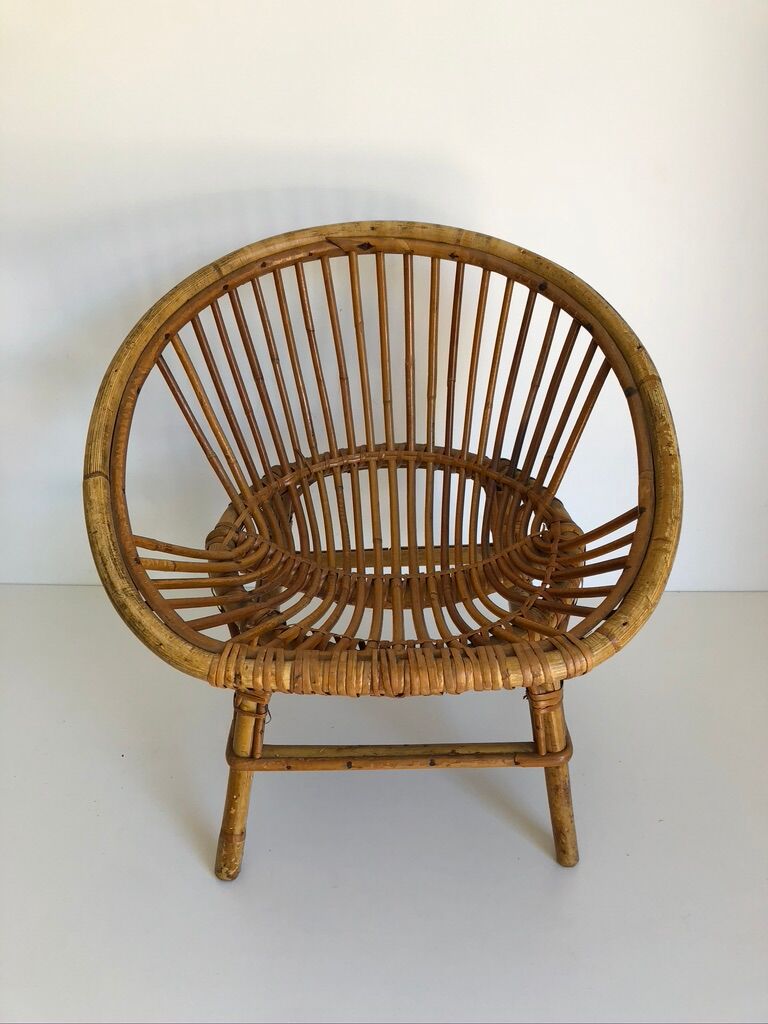 Children's rattan desk with matching chair