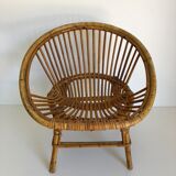 Bureau enfant en rotin avec son fauteuil