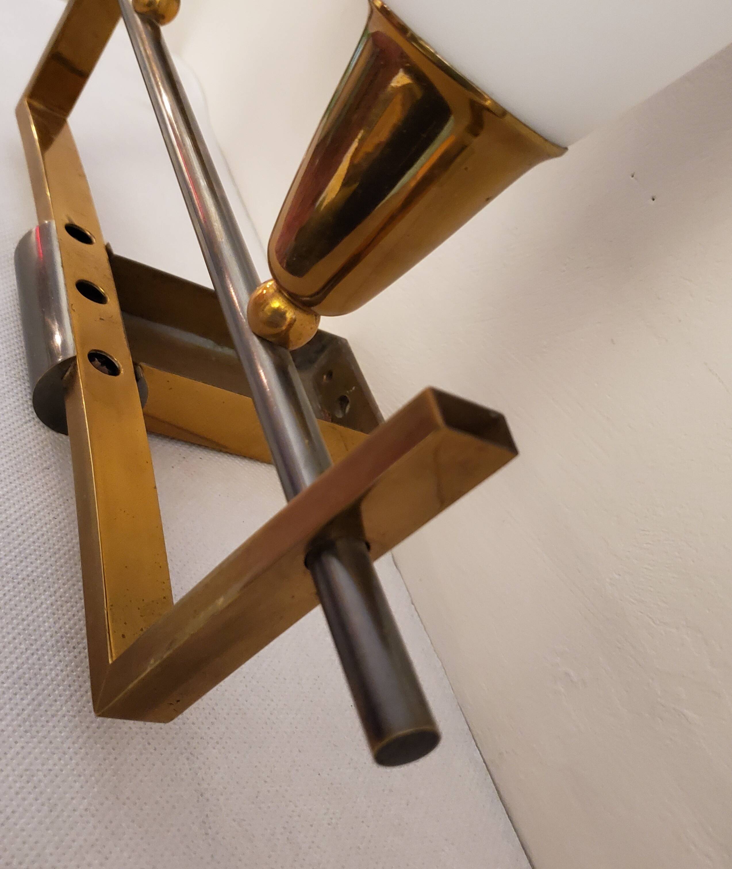 Brass and art deco opaline