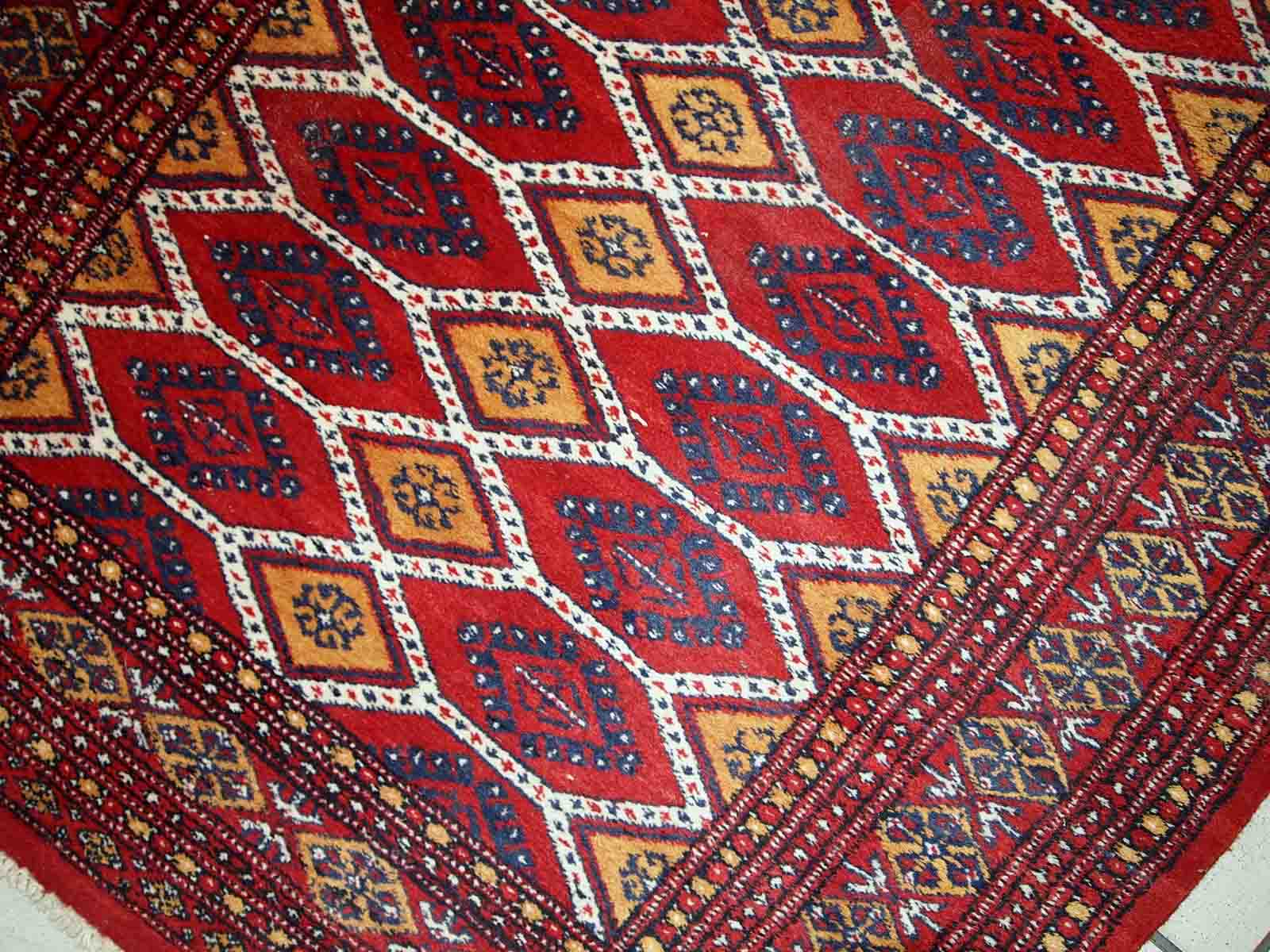 Vintage carpet Uzbek Bukhara handmade 100cm x 152cm 1960s, 1C726