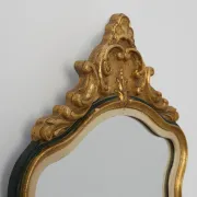 Small Louis XV Style Gilt Mirror with Green and Cream Frame, Italy, 20th Ce