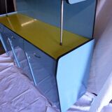 Buffet en formica jaune et bleu