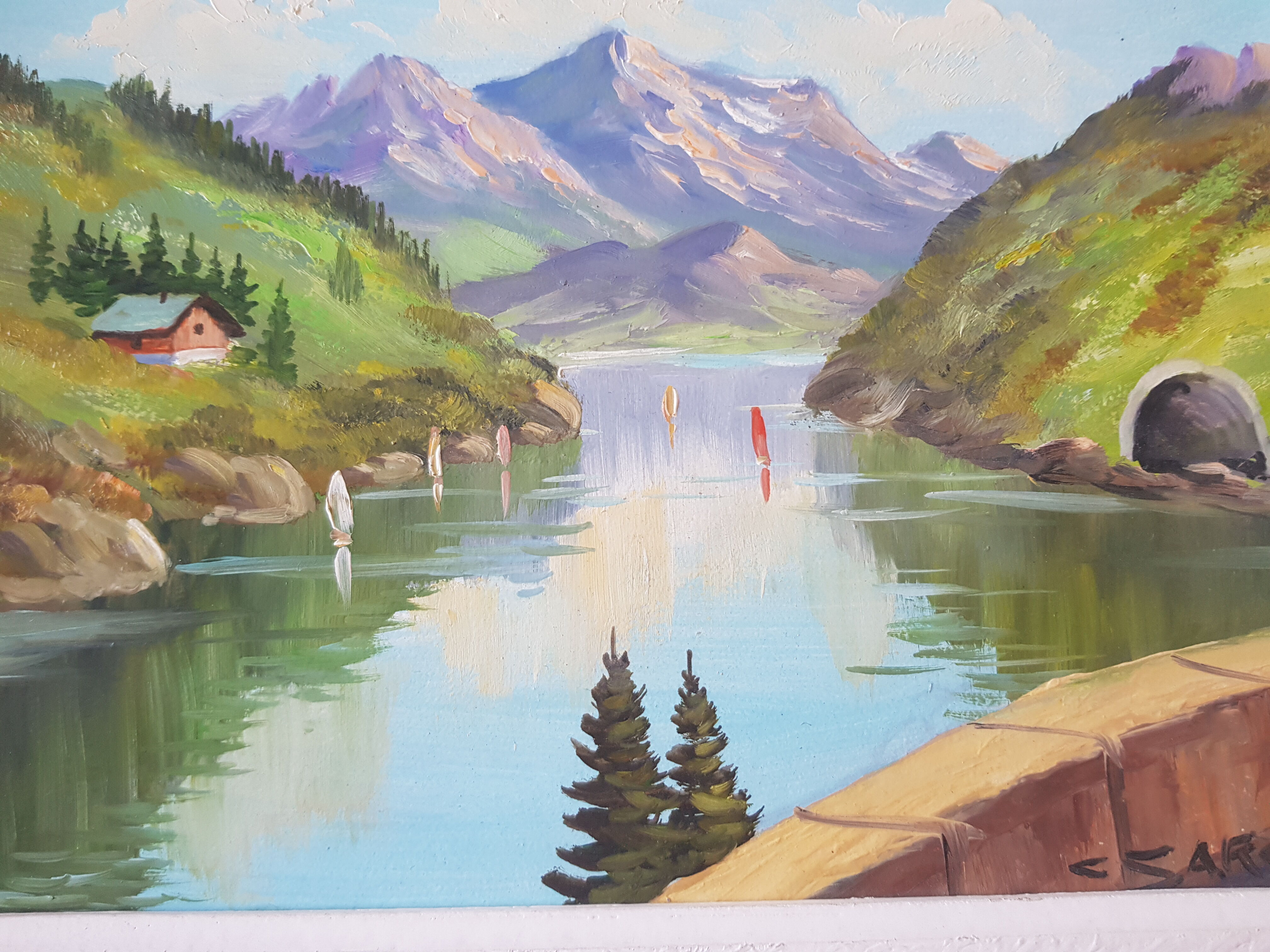Claude Sargue Painting Oil on panel landscape 20th century